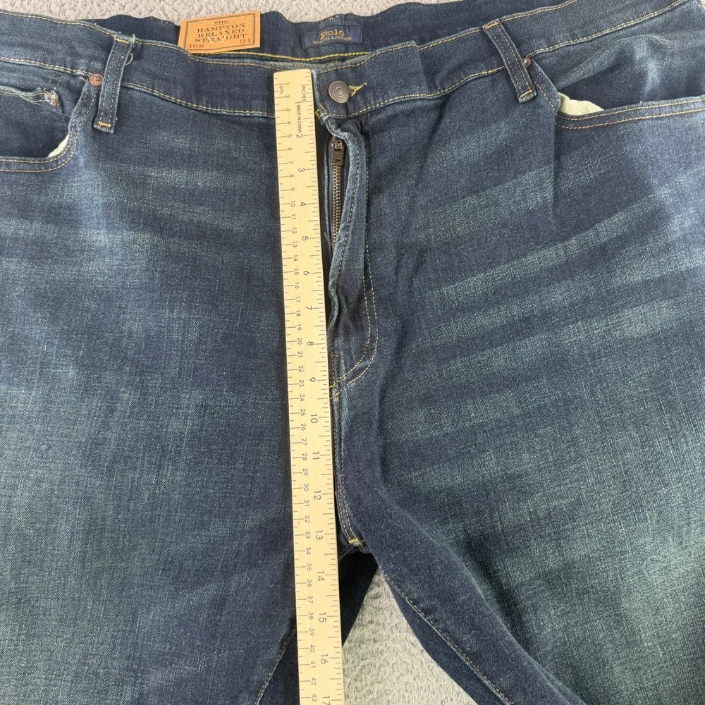 Polo Ralph Lauren Jeans Mens 46x34 Blue Hampton Relaxed Straight Dark Wash NEW